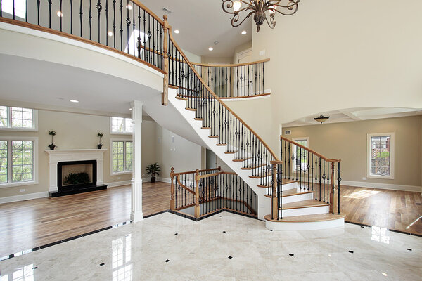 Foyer and circular staircase