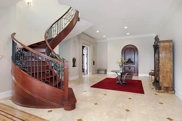 Foyer with circular staircase — Stok fotoğraf