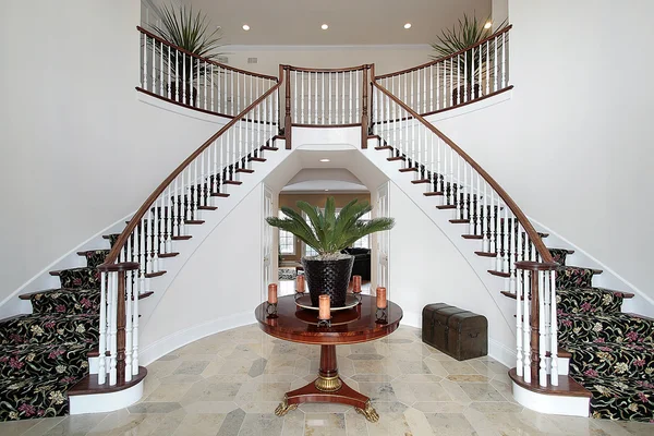 Modern foyer with double staircase — Stock Photo, Image