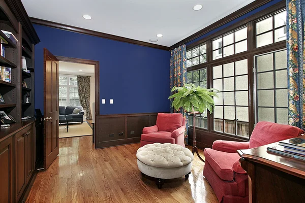 Bibliothek mit blauen Wänden — Stockfoto