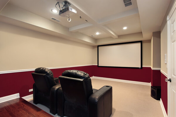 Media room with home theater chairs