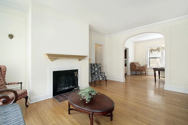 Living room with fireplace Stock Image