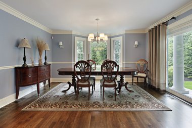 Dining room with picture window clipart