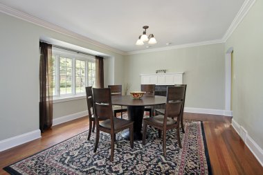 Dining room with lime green walls clipart