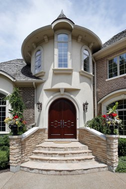 Entry way with stone steps clipart