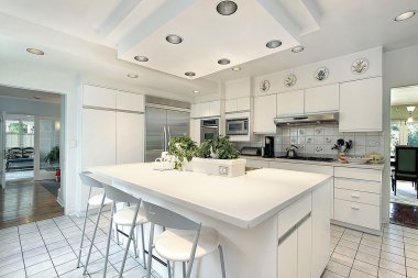Kitchen with white cabinetry clipart