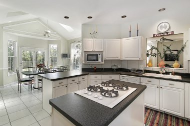 Kitchen with white cabinetry clipart