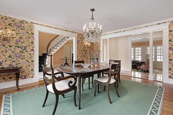 Dining room with white columns — Stock Photo, Image