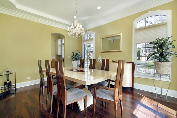 Dining room with yellow walls — Stock Photo, Image