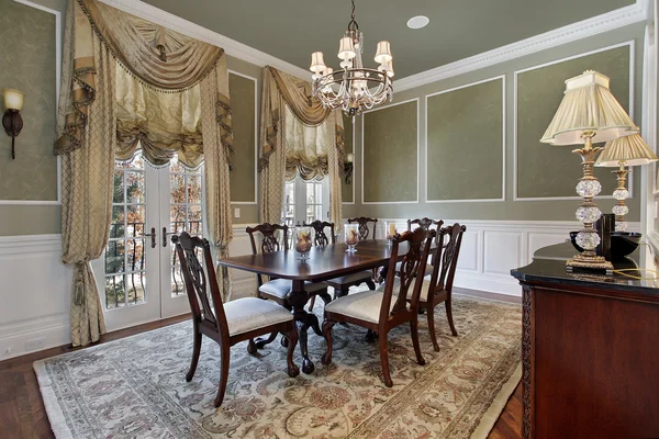 Dining room with french doors — Stock Photo, Image