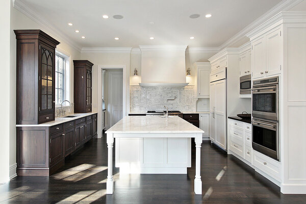 Kitchen with dark and light cabinet