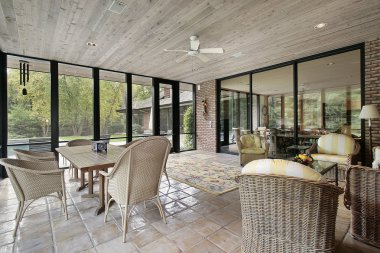 Porch with wood ceiling clipart