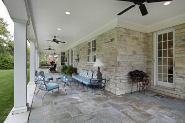 Bluestone patio with columns clipart