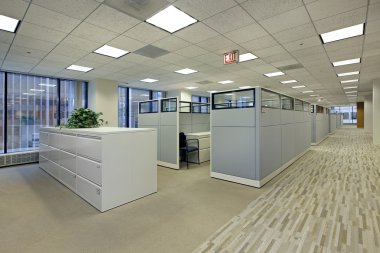 Office area with cubicles