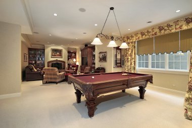 Pool table and family room clipart