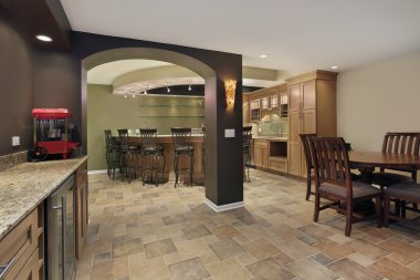 Lower level basement with bar clipart