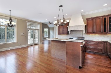 Kitchen in new construction home clipart