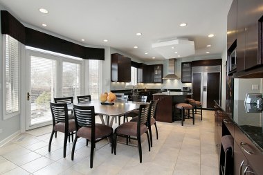 Kitchen with dark paneling clipart