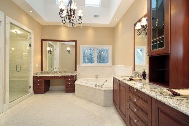 Master bath with skylights clipart