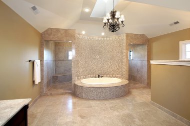 Master bath in new construction home clipart