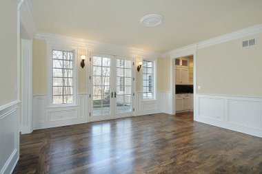 Dining room in new construction home clipart