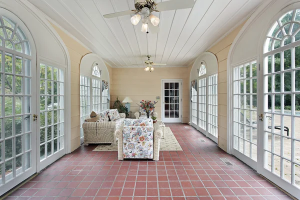 Porch with red brick floor — Stock Photo, Image