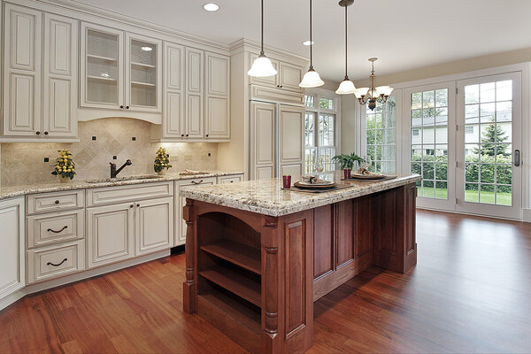 Kitchen with cherry wood island