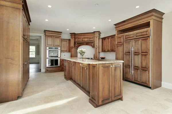 Kitchen and island in new construction home — Stock Photo, Image