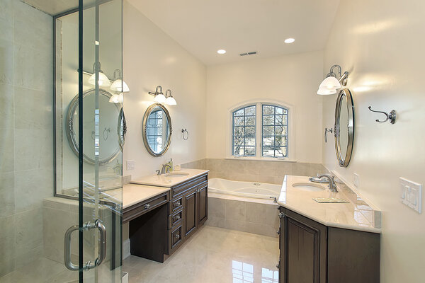 Master bath with glass shower