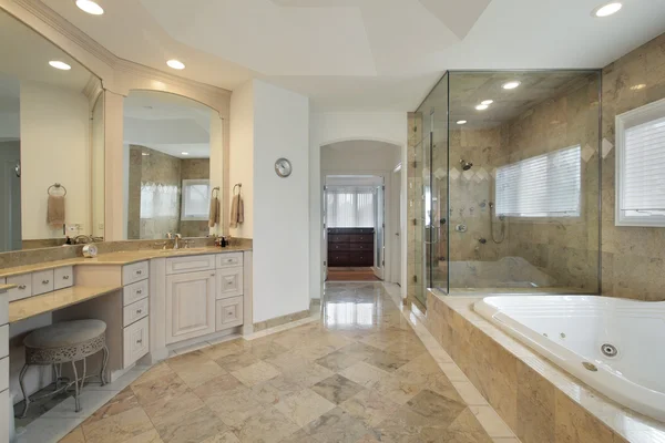 Baño principal con ducha de vidrio — Foto de Stock