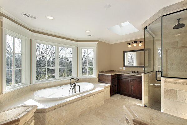 Master bath with glass shower
