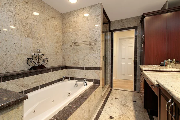 主浴室有大理石浴缸 — 图库照片
