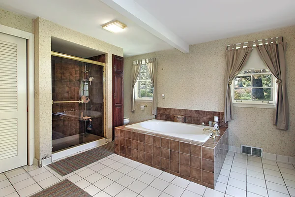 Master badkamer met marmeren bad — Stockfoto