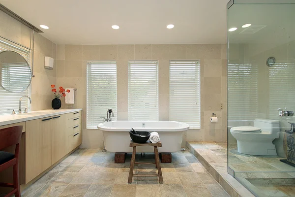 Baño principal con ducha de vidrio — Foto de Stock
