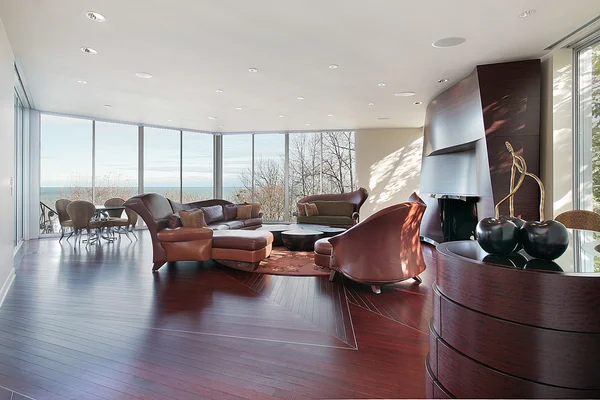 Family room with lake view — Stock Photo, Image