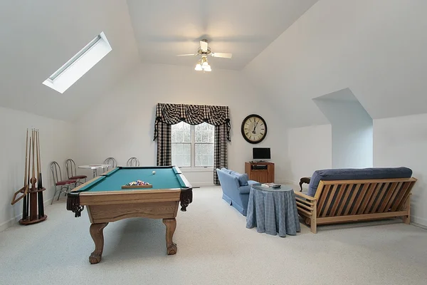 stock image Play room with pool table