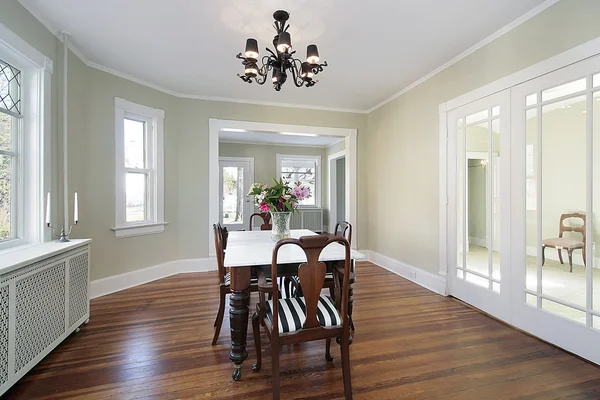 Dining room with glass doors — Stock Photo, Image
