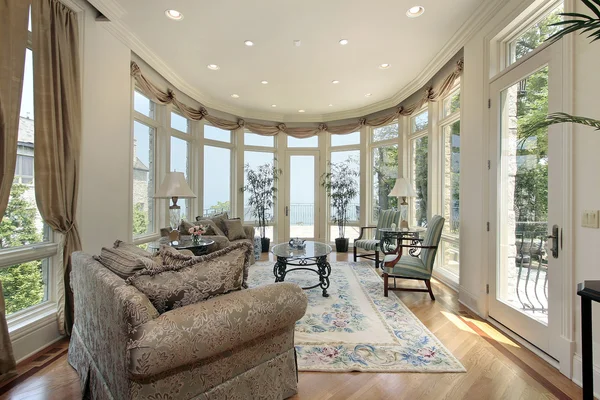 Family room with lake view Stock Image
