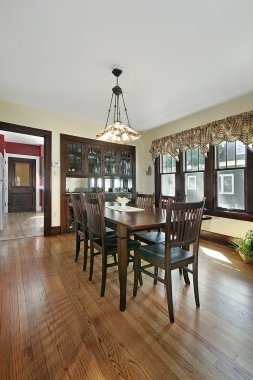 Wood paneled dining room clipart