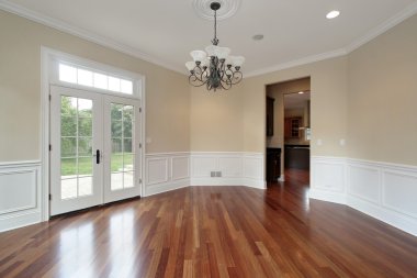 Dining room in new construction home clipart