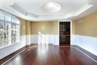 Dining room in new construction home clipart