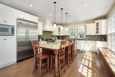 Kitchen with island and bench clipart