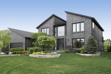 Modern gray brick home clipart