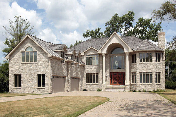 Luxury stone home with columns