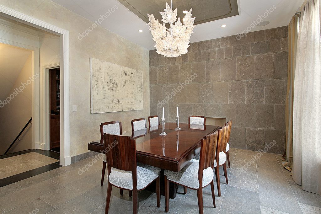 Sala da pranzo con pareti in pietra — foto stock © lmphot #8710225 Pareti sala da pranzo