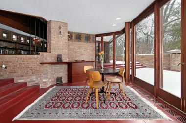 Den with red floor clipart