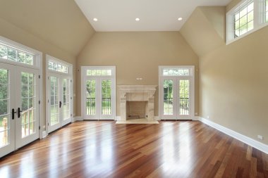 Family room in new construction home clipart