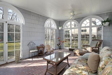 Sunroom with back yard views clipart