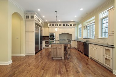 Modern kitchen with island clipart