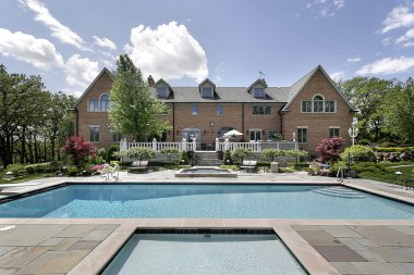 Mansion with swimming pool clipart